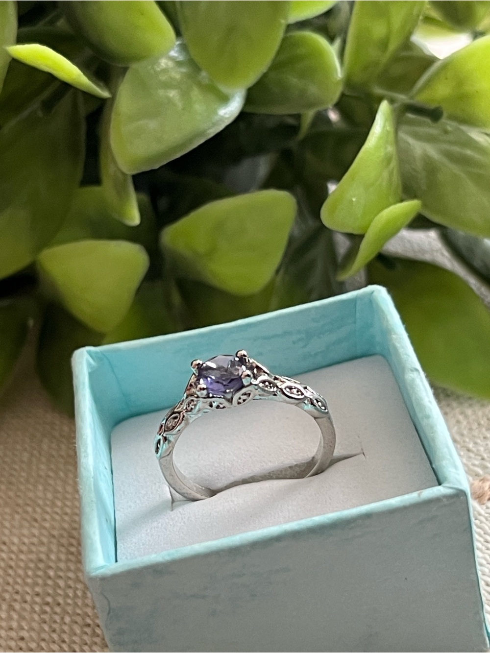 Sterling Silver Size 6 Purple Stone Birthstone February Ring ~New~